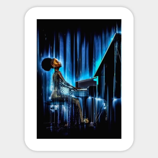 Black girl playing piano Sticker by JoeTred